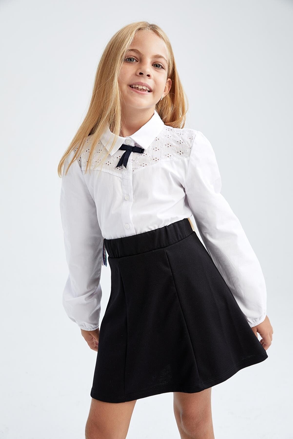 Kız Çocuk Poplin Okula Dönüş Regular Fit Uzun Kollu Gömlek